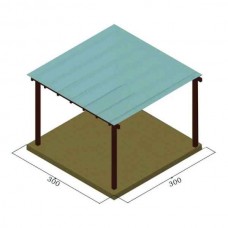 Ξύλινη Πέργκολα 300x300cm Εμποτισμένης Ξυλείας με Πολυκαρμπονικό - Ξύλινες Πέργκολες με Σκίαση Πολυκαρμπονικών Φύλλων