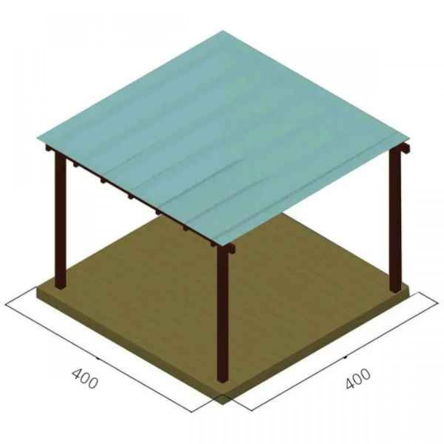 Ξύλινη Πέργκολα 400x400cm Εμποτισμένης Ξυλείας με Πολυκαρμπονικό - Ξύλινες Πέργκολες με Σκίαση Πολυκαρμπονικών Φύλλων