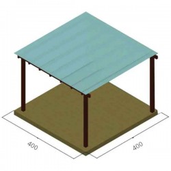 Ξύλινη Πέργκολα 400x400cm Εμποτισμένης Ξυλείας με Πολυκαρμπονικό - Ξύλινες Πέργκολες με Σκίαση Πολυκαρμπονικών Φύλλων