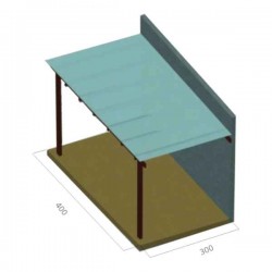 Ξύλινη Πέργκολα Τοίχου 300x400cm Εμποτισμένης Ξυλείας με Πολυκαρμπονικό - Ξύλινες Πέργκολες με Σκίαση Πολυκαρμπονικών Φύλλων