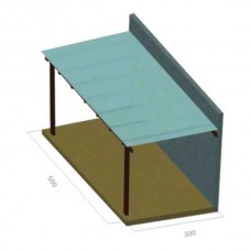 Ξύλινη Πέργκολα Τοίχου 300x500cm Εμποτισμένης Ξυλείας με Πολυκαρμπονικό - Ξύλινες Πέργκολες με Σκίαση Πολυκαρμπονικών Φύλλων