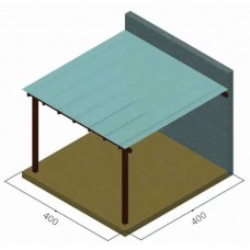Ξύλινη Πέργκολα Τοίχου 400x400cm Εμποτισμένης Ξυλείας με Πολυκαρμπονικό - Ξύλινες Πέργκολες με Σκίαση Πολυκαρμπονικών Φύλλων