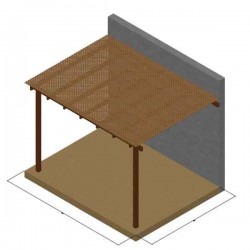 Ξύλινη Πέργκολα Τοίχου με Καφασωτό Privacy 300x300cm Εμποτισμένη - Ξύλινες Πέργκολες με Σκίαση Καφασωτών