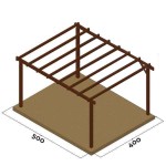 Ξύλινος Σκελετός Πέργκολας 400x500cm Εμποτισμένης Ξυλείας - Ξύλινοι Σκελετοί για Πέργκολες