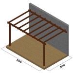 Ξύλινος Σκελετός Πέργκολας Τοίχου 300x500cm Εμποτισμένης Ξυλείας - Ξύλινοι Σκελετοί για Πέργκολες σε Τοίχους