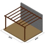Ξύλινος Σκελετός Πέργκολας Τοίχου 400x500cm Εμποτισμένης Ξυλείας - Ξύλινοι Σκελετοί για Πέργκολες σε Τοίχους