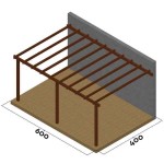 Ξύλινος Σκελετός Πέργκολας Τοίχου 400x600cm Εμποτισμένης Ξυλείας - Ξύλινοι Σκελετοί για Πέργκολες σε Τοίχους