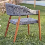 Ξύλινη Premium Καρέκλα Teak με Συνθετικά Γκρι Σχοινιά 77x60x60cm - Ξύλινες Καρέκλες Εξωτερικού Χώρου