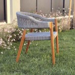 Ξύλινη Premium Καρέκλα Teak με Συνθετικά Γκρι Σχοινιά 77x60x60cm - Ξύλινες Καρέκλες Εξωτερικού Χώρου