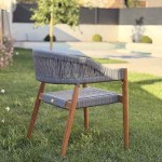 Ξύλινη Premium Καρέκλα Teak με Συνθετικά Γκρι Σχοινιά 77x60x60cm - Ξύλινες Καρέκλες Εξωτερικού Χώρου