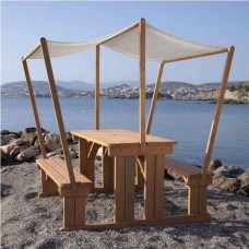 Ξύλινο Τραπέζι Πικνίκ με Στέγαστρο 140x159x85cm - Ξύλινα Τραπέζια Σκανδιναβικού Ξύλου