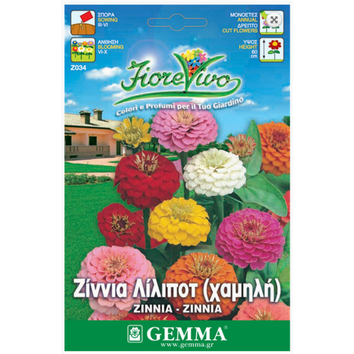 Ζίννια Pompon Κοντή Μίγμα Λίλιποτ 0,9g Σπόροι Φάκελος (Zinnia elegans) - Σπόρος για Ζίννιες Ζίννια Pompon Κοντή Μίγμα 0,9g Σπόροι (Zinnia elegans)