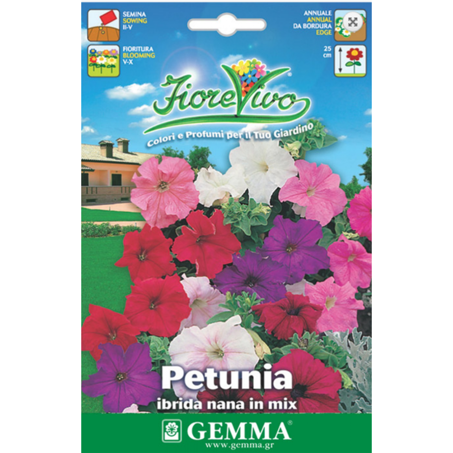 Garden Petunia Mix Seeds 0.2g Packet (Petunia × hybrida 'Nana Compacta') - Seed for Petunias Garden Petunia Mix Seeds 0.2g-Petunia 'Nana Compacta'