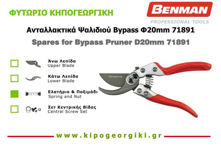 Ελατήριο & Παξιμάδια για Κλαδευτήρι Bypass Benman 71891