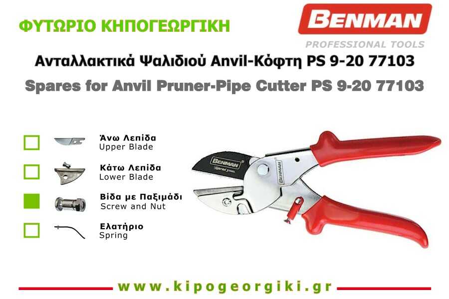 Σετ Ανταλλακτική Βίδα με Παξιμάδι για Κλαδευτήρι PS 9 20 Benman 77103