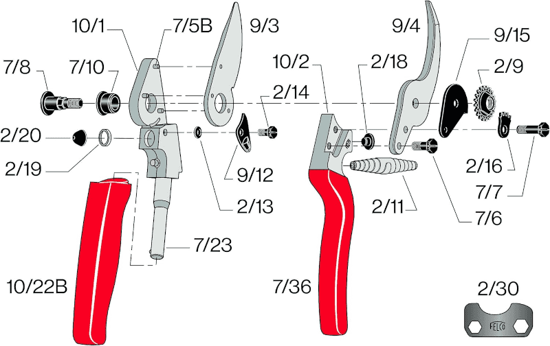 Spare Parts for the Felco 10 Pruning Shears
