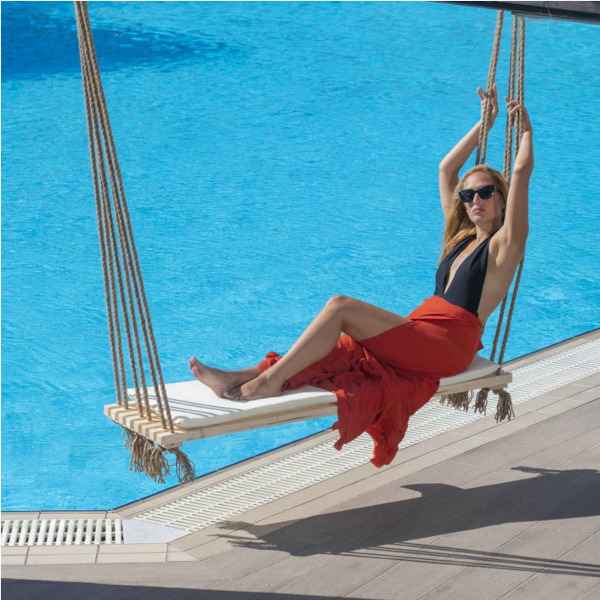 Double Wooden Swing with Jute Rope 150x42x3.5cm