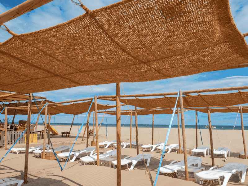 Beach Shop with Coconut Fiber Shade Sails