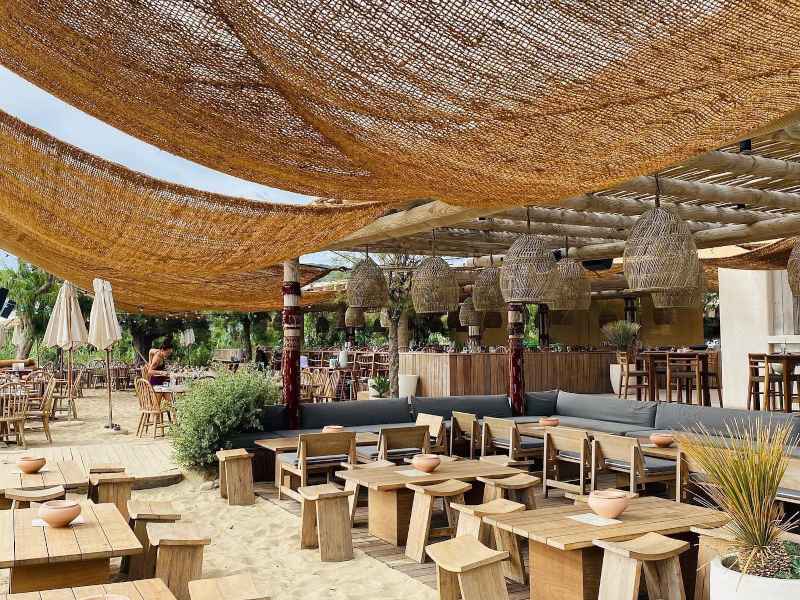 Beach Restaurant-Cafe with Coconut Fiber Shade Sails