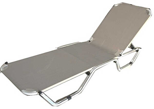 Sun Lounger Stackable Textilene 2x1 Grey 195x61x(H)28/81cm