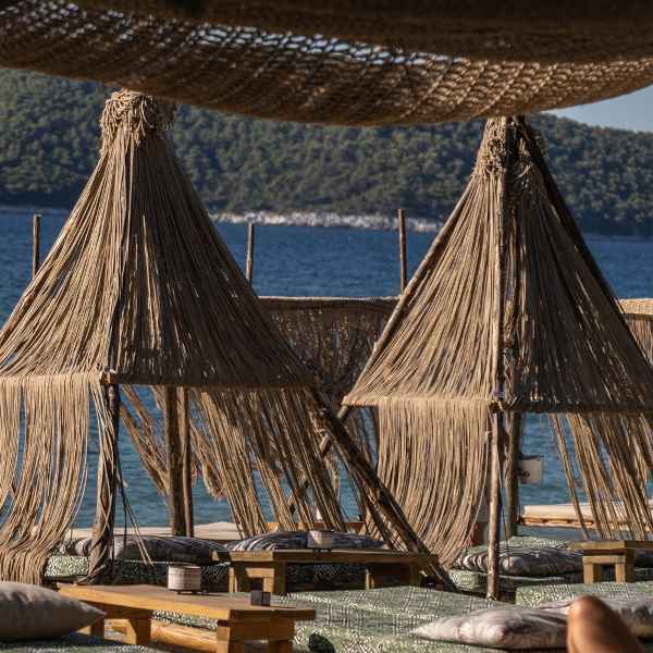 Wooden Beach Cabana with Bed 300x300cm-Pressure Treated Timber