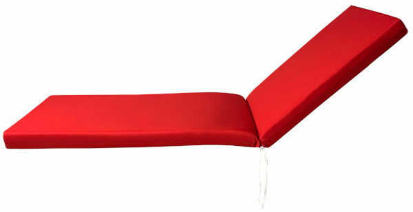 Sun Lounger Cushion Waterproof Red 195x60x(H)6cm