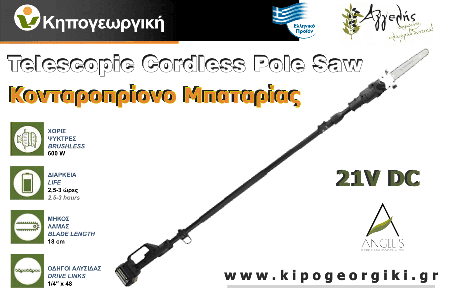 Κονταροπρίονο Τηλεσκοπικό Μπαταρίας 21V 2x5Ah 2,7m ΑΓΓΕΛΗΣ