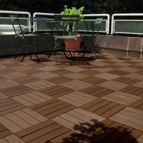 WPC Decking Tile Dark Brown 30x30cm