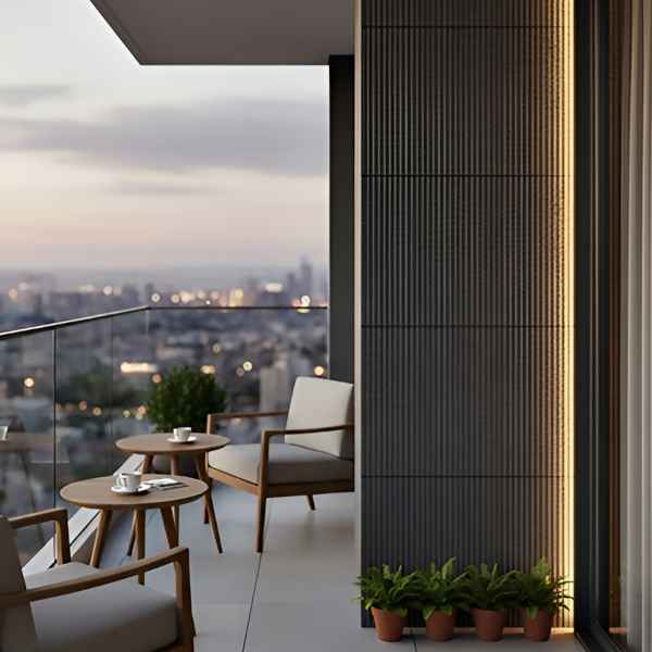 Flexible Stone Wall Panel 3D Line Stone Board 60x120cm Dark Grey