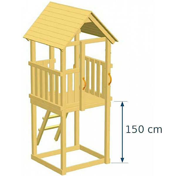 Ξύλινος Πύργος Bleu Rabbit Kiosk με Ύψος Τσουλήθρας 150 cm - Προοπτικό Σχέδιο