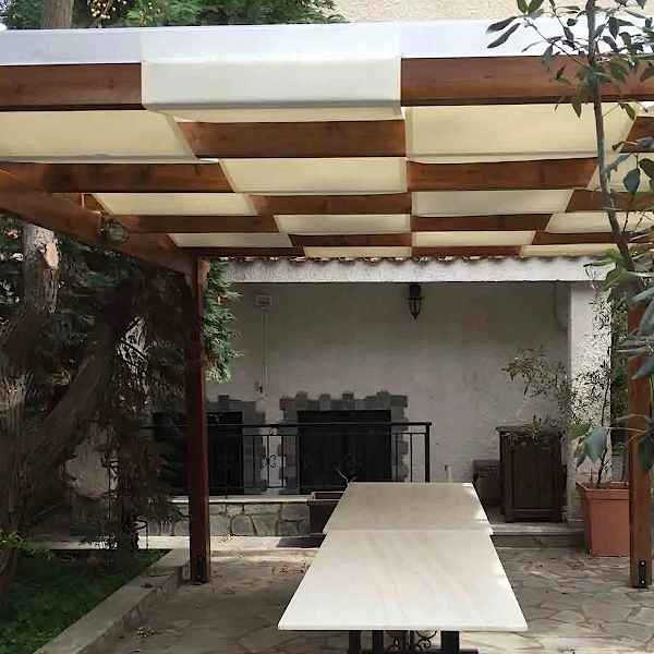 Ξύλινη Πέργκολα με Τεντόπανο 48,3cm Εμποτισμένη