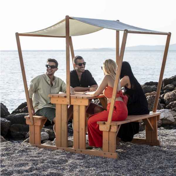 Ξύλινο Τραπέζι Πικνίκ με Στέγαστρο 140x159x85cm
