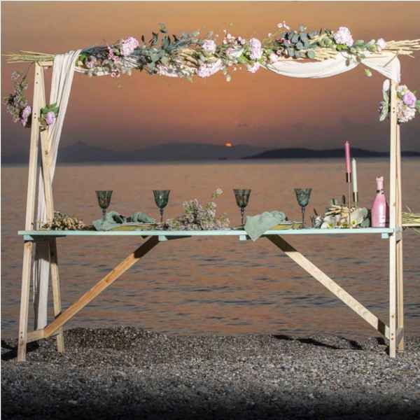Ξύλινο Τραπέζι Party BOHEMIAN 200x71x(Υ)198cm Τιρκουάζ